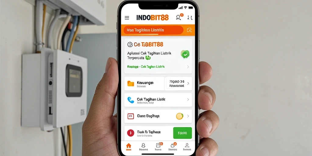 Tampilan utama aplikasi Cek Tagihan Listrik INDOBIT88 dengan fitur terkini.