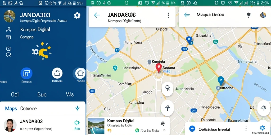 Antarmuka kompas digital JANDA303 yang bersih dan informatif.