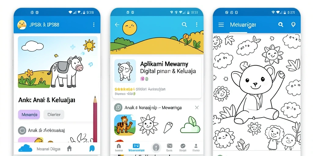 Antarmuka mewarnai yang menyenangkan dan interaktif untuk anak-anak.