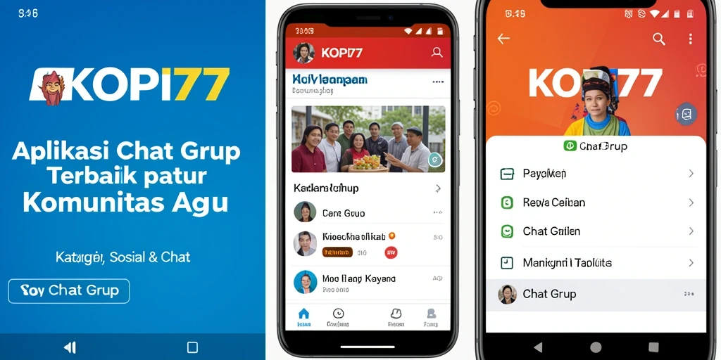 Tampilan antarmuka aplikasi KOPI77 dengan fitur Chat Grup yang menarik.
