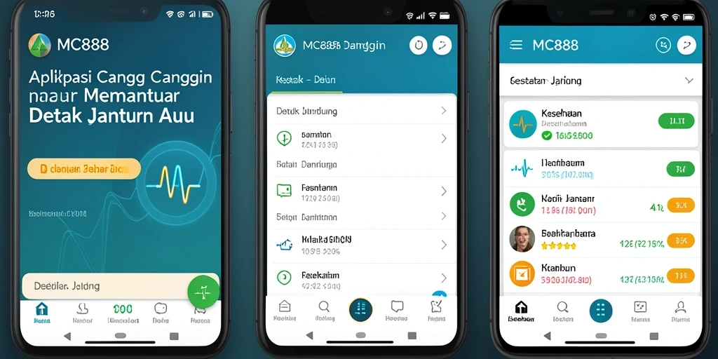 Tampilan antarmuka MC888 yang menarik dan informatif untuk memantau detak jantung.