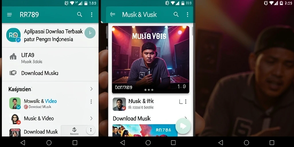 Tampilan antarmuka aplikasi RR789 yang sederhana dan fungsional untuk Download Musik.