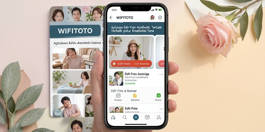 Tampilan antarmuka pengguna aplikasi WIFITOTO untuk edit foto Aesthetic.